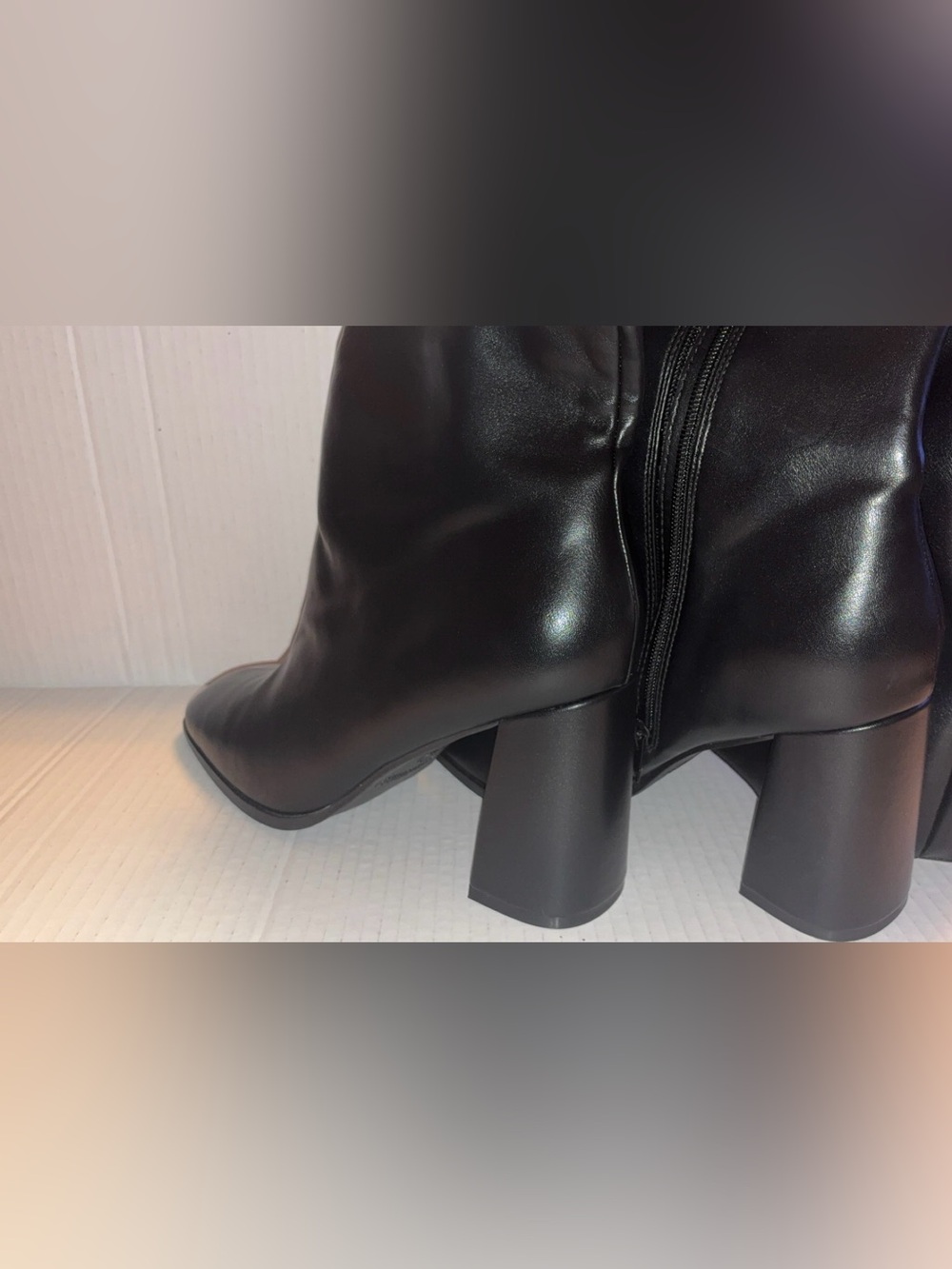 Dream Pairs Black Square-Toe Mid-Calf Heeled Boots - Picture 3 of 7